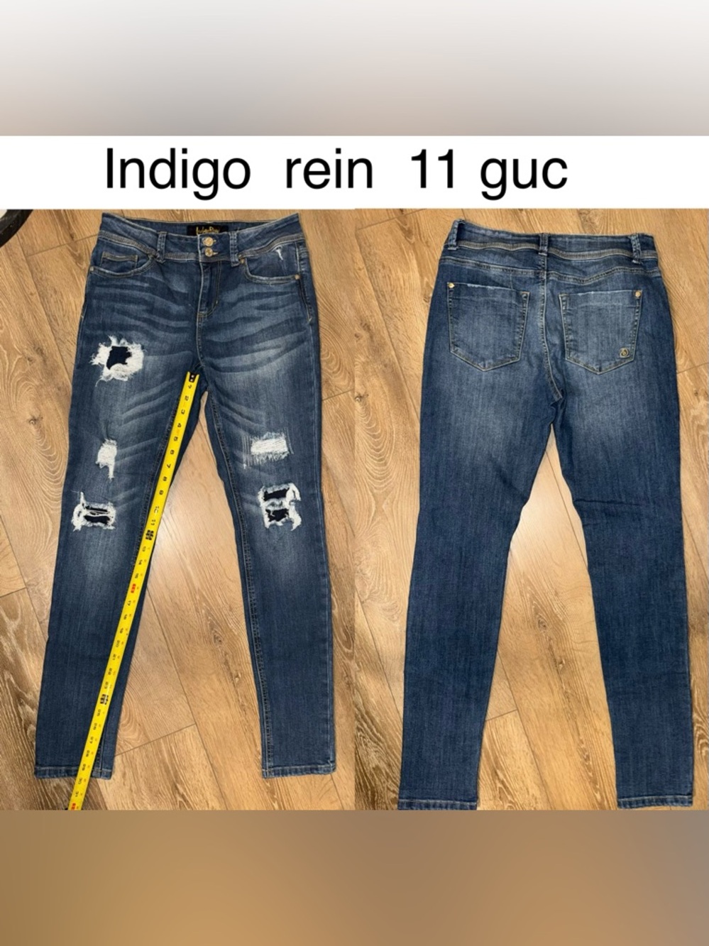 Indigo Rein Distressed Skinny Jeans in Dark Blue